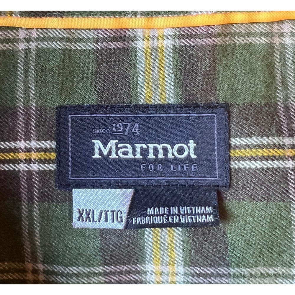 Marmot Mens XXL Green Plaid Flannel Shirt Long Sleeve Wool Blend SCC-308 - Picture 3 of 10